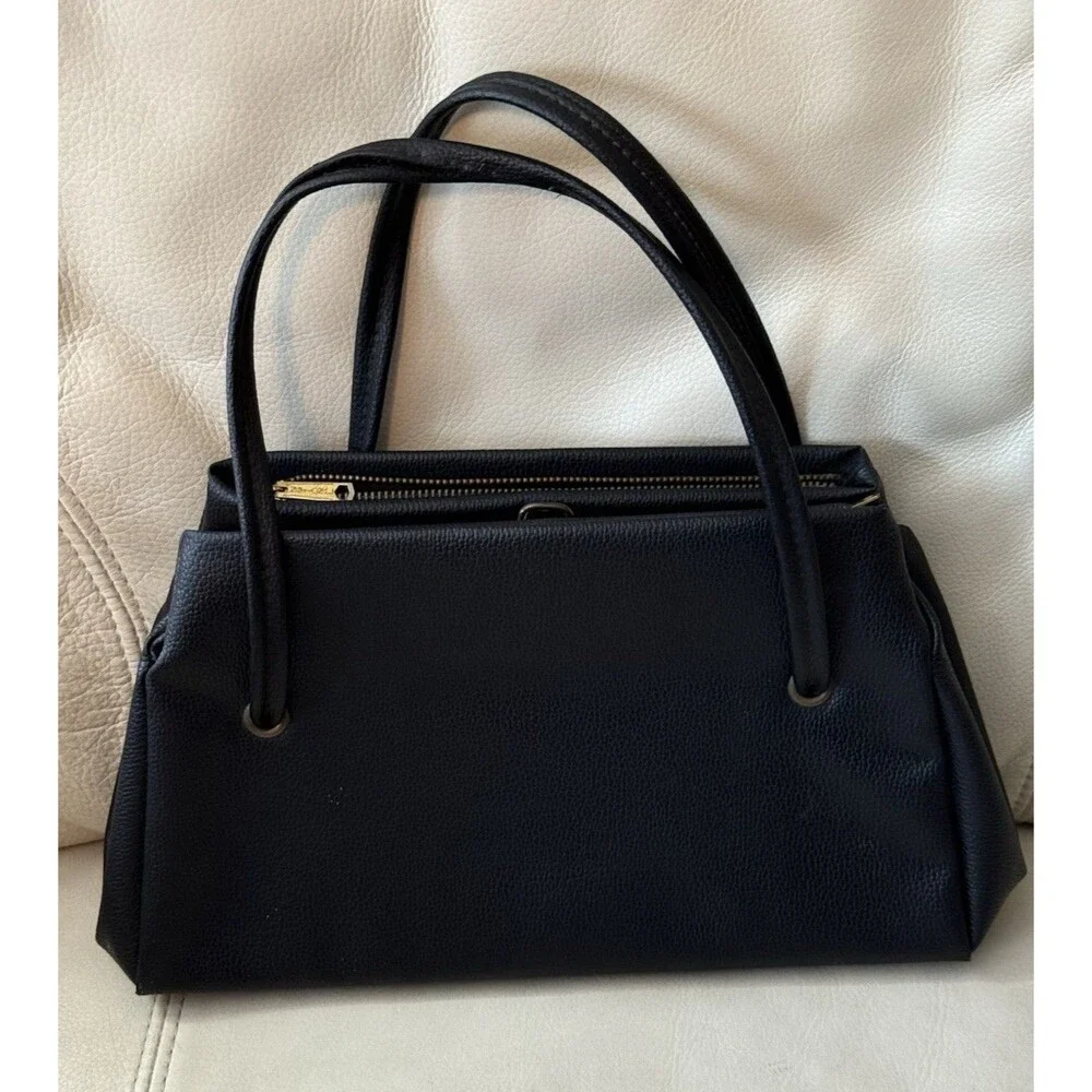 Vintage Leather Black Handbag Satchel by Ever Right 1960s